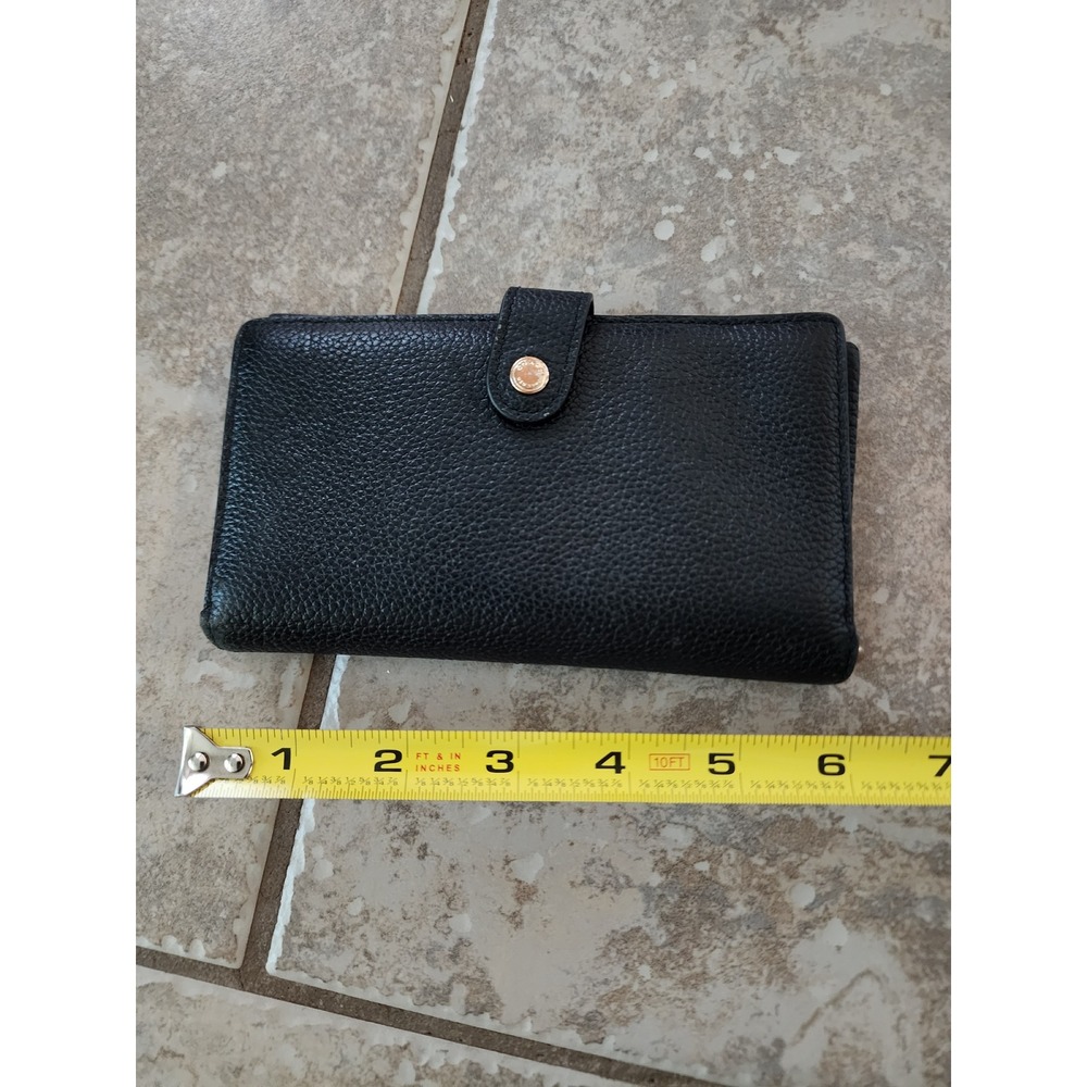 COACH Madison Wallet On A Chain Black Pebbled Leather Clutch Bifold No Strap